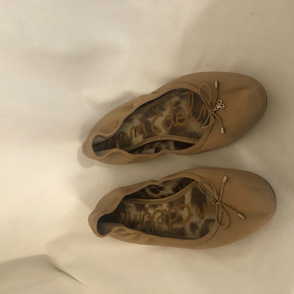 Sam Edelson Taupe Genuine Leather 8.5M Flat Shoes - Picture 4 of 5